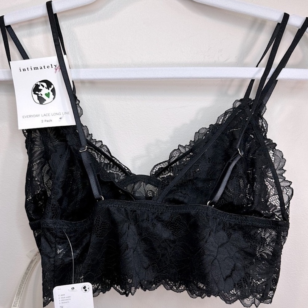 NWT 2-Pack Free People Everyday Lace Longline Bralettes Black Combo Size X-Small - Picture 7 of 13